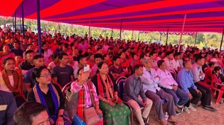 Foundation stone laid for 500 seated community hall costing Rs. 4 crores in Paharpur. TIWN Pic Feb 16