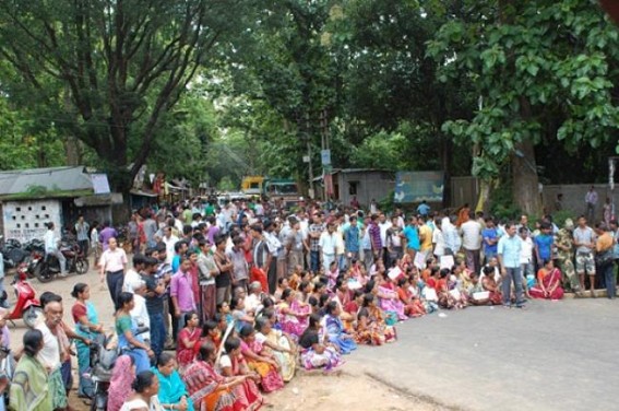 Residents of Shalbagan staged road blockade at Agartala-Simna road