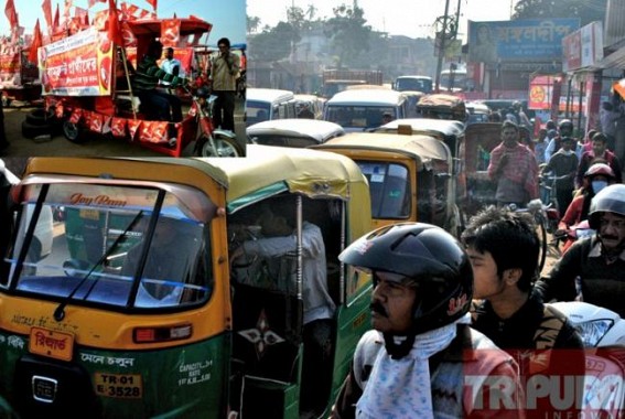 Unorganised political rallies lead to traffic glitch, disrupts normal lives across Tripura