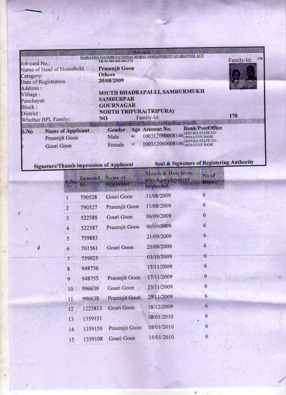 REGA Job Card for seven members of CPM Cadre teacher family: Manik Sarkarâ€™s golden era blooms; MGNREGA money is for the development of  State or for the benefit of CPM Party ?