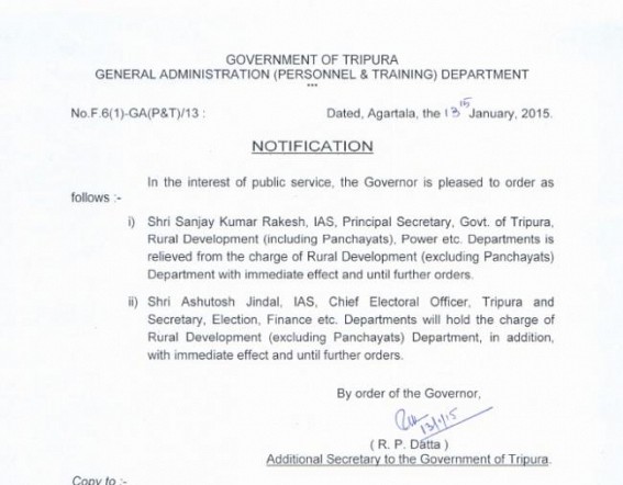 Rakesh removed as RD secretary as Panda arrives to mop up multi-crore Bishalgarh MGNREGA scam 