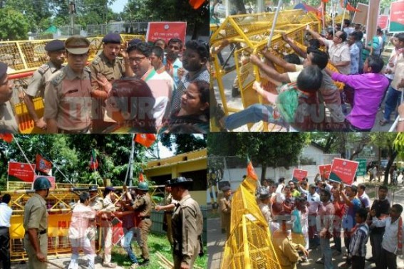 TBSE HS+2 results scam : BJP Gherao Education Minister Tapan's residence : TBSE runs illicit business in the name of reviews, Manik Sarkar Govt turned every Govt Dept into scam-mines TBSE HS+2 results scam : BJP Gherao Education Minister Tapan's residence : TBSE runs illicit business in the name of reviews, Manik Sarkar Govt turned every Govt Dept into scam-mines