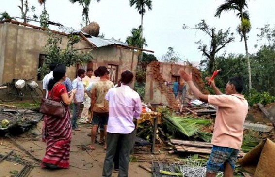 Storm wrecked 2 villages under Santirbazar sub division, BSF-TSR Jawans deployed for rescue of the common people, authority silent