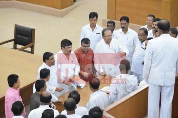 Bedlam in Tripura assembly, CM prevented from entering house Bedlam in Tripura assembly, CM prevented from entering house
