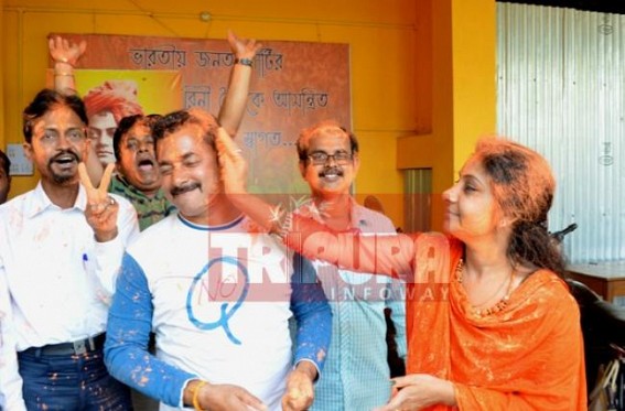 Will Tripura BJP continue this celebration after Election 2018 ? Will lotus bloom in state or 'sickle' will peace the 'lotus' ?