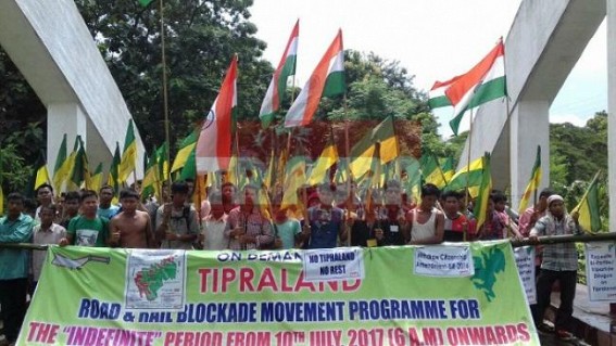 Tribal party's road, rail blockade affects life in Tripura Tribal party's road, rail blockade affects life in Tripura