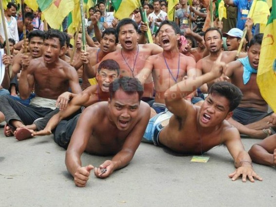 Unruly IPFT's bare-body protest ashamed Democracy : Security tightened at Baramura