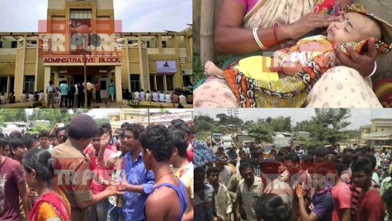 Doctors' negligence kills 2 months baby at Gomati Dist Hospital : angry public gherao hospital, block National Highway Doctors' negligence kills 2 months baby at Gomati Dist Hospital : angry public gherao hospital, block National Highway