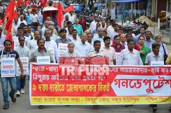 â€˜Pre-Poll promised 200 days MGNREGA mandays results in 2.5 days mandays in four months under BJP Govtâ€™ : CPI-M held protest across state