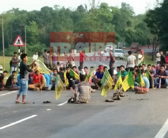 Unholy BJP-IPFT allianceâ€™s abnormal outcome : Unrest by IPFT even after getting Two Cabinet Minister Posts,  National Highway blockade hits South Tripura