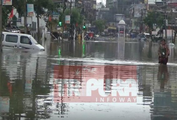 Agartala Water-logging, Public miseries fuel resentment : Hospital roads left paralyzed, office, bank services halted Agartala Water-logging, Public miseries fuel resentment : Hospital roads left paralyzed, office, bank services halted