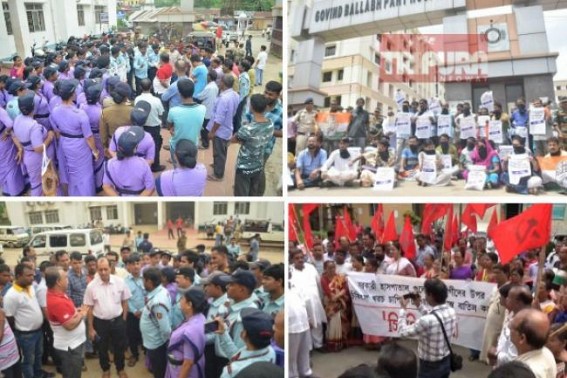 GB Hospital continues to hit News-headlines,  Public anger high against inhuman decision over scrapping free Medical Service, Now unpaid contractual employees called strike