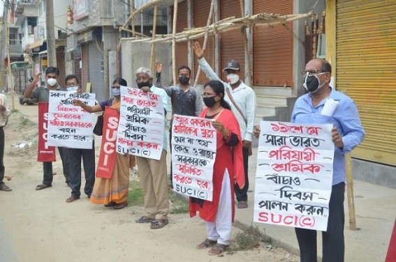 SUCI protests against migrant workers suffering nationwide