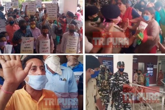 Terminated 10323 teachers Revolted out of â€˜Delayâ€™ of Livelihood-Solution Promise in Vision Document : Gheraoed Education Office, Tussle between Terminated Teachers and Police