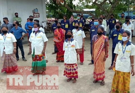 Railway cleaning workers staged protest over pending wages