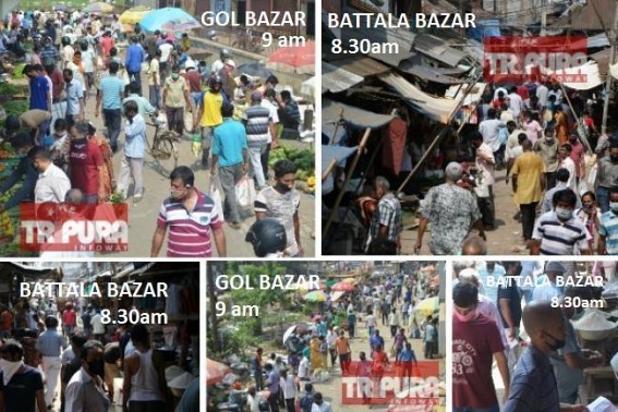 Uncontrolled Mass gathering in Agartala markets irrespective of COVID19 pandemic : In spite State Govt efforts, Public throng to markets violating Lockdown Protocols