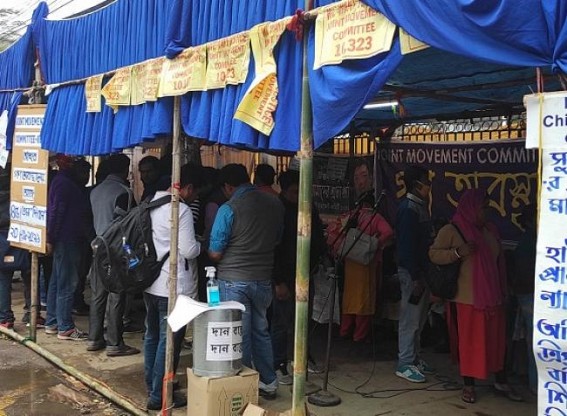 10,323 teachers protest continuous amid extreme cold weather along with the disturbance of rain water