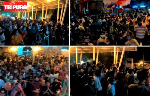Crowd Thronged to Agartala Durga Bari Centering Basanti Durga Puja : Social Distancing violated massively amid Alarming COVID-19  Situations 
