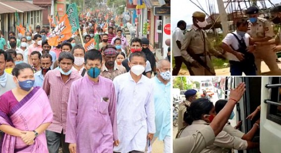 One Nation, Two Laws ! Police treated 10323 Teachers Like 'Terrorists' but Ministers are Above Law : After Biplab Deb, now Minister Santana Chakma broke Covid Protocols amid Curfew Extension left People 'Hungry', 'Starving'