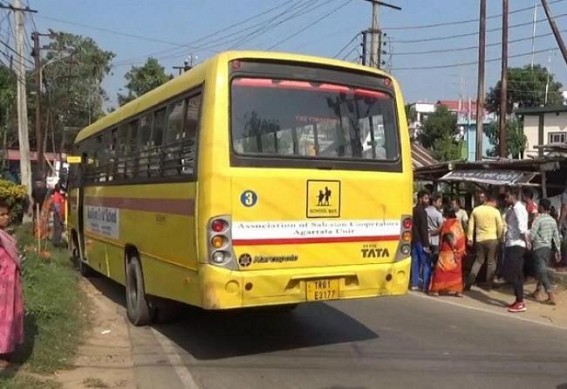 Pedestrian died on the spot after a School bus hit him 