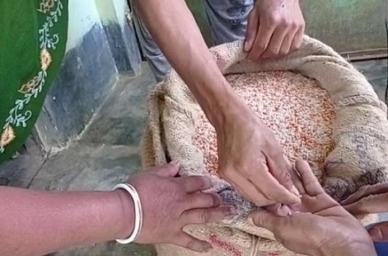 Locals alleged Plastic Rice provided to children in an Anganwadi Centre in Santir Bazar