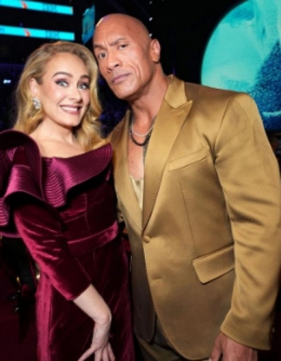 Dwayne Johnson says he went to great lengths to surprise Adele at Grammys