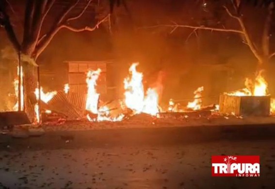 Fruit market burnt to ashes in a Fire Incident in Teliamura