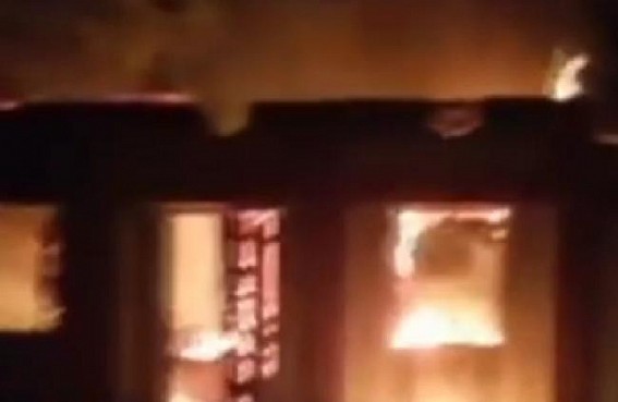 CPI-M party office was allegedly burnt by miscreants in Dolugaon Market, Chandipur