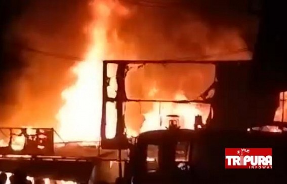9 Shops gutted in Fire Incident in Ranir Bazar
