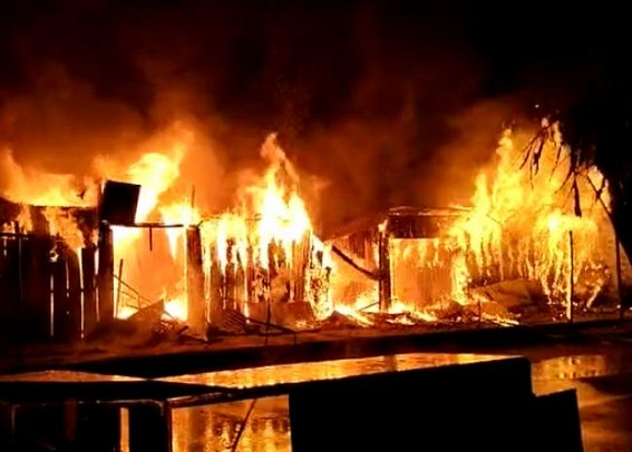 Shanti Nagar market in Teliamura burnt in Fire Incident