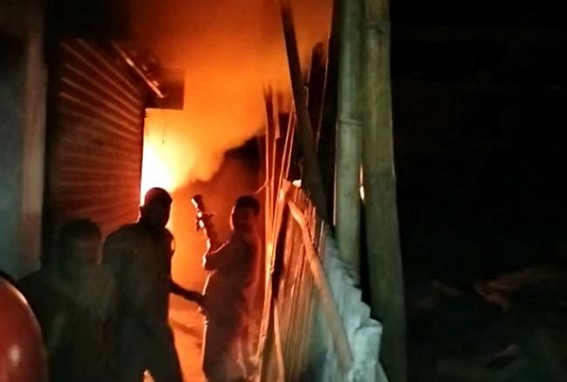 Teliamura market narrowly escaped from a massive Fire incident Teliamura market narrowly escaped from a massive Fire incident