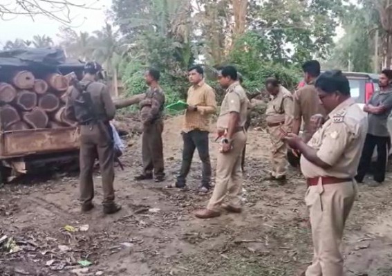 Kailashahar forest department officials seized Teak wood while smuggling from Jalai Gram Panchayat area