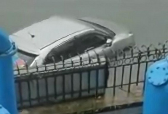 Cars Floated in Agartala Water-Logging after Rain