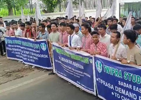 TSF Protested Demanding Roman Script for Kokborok Language
