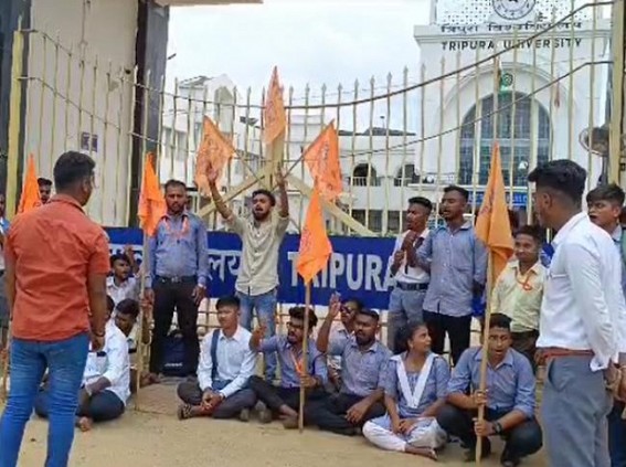 Tripura University High Profile Case : Seeking Termination of Prof. Bhupesh Debbarma, ABVP Staged Protest seeking Justice for Harassed Girl Student