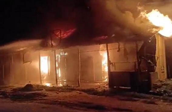 Massive Fire in Teliamura Golabari Chowmuhani : At least four shops burnt