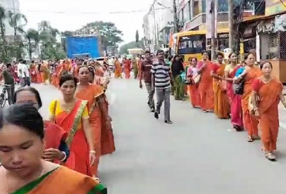 Anganwadi workers and helpers demand Pay Hikes, held Protest