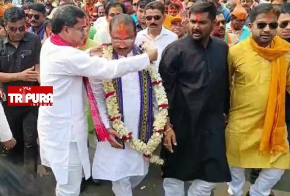 Saffron ‘Holi’ led BJP’s massive Victory Rally in Bordowali : ‘People Voted for Development’, says CM