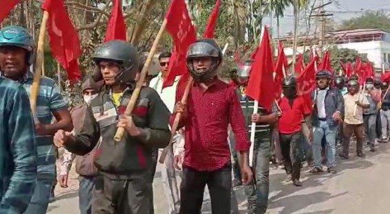Opposition Party Activists Wearing Helmets in Tripura Rallies amid Rising Stone Pelting Culture