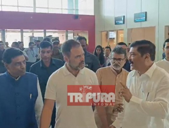 Rahul Gandhi landed in Tripura on his way to Mizoram, met Party Leaders at MBB Airport