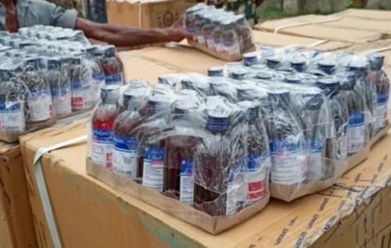 Rising Drug Peddling in Tripura : Airport PS Police recovered Cough Syrup worth Rs 3 crore from a parked vehicle