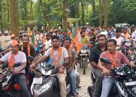 Panchayat Election : BJP Organized Bike Rally in Agartala Panchayat Election : BJP Organized Bike Rally in Agartala