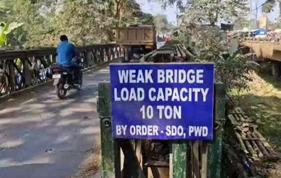 Bridge damaged in Dharmanagar after Overloaded Truck drove over it : Public lives suffer