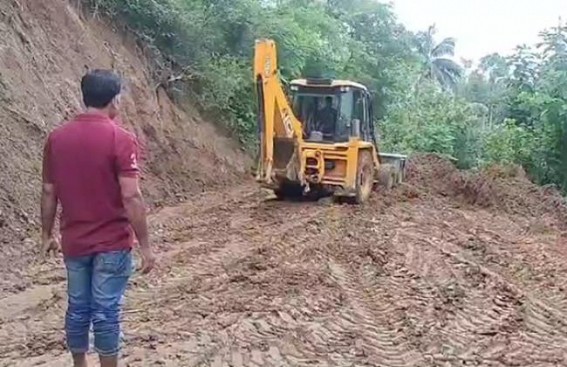 Road closed for landslide ; school goers suffer