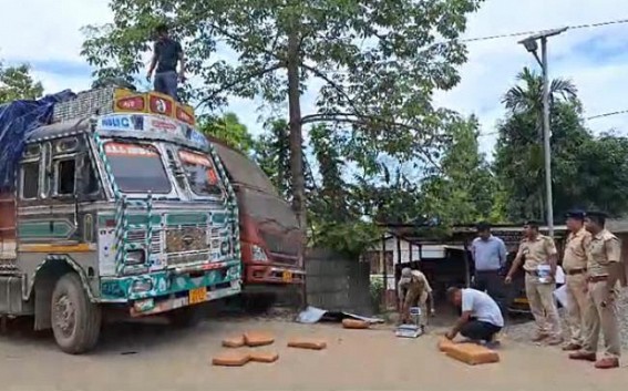 Ganja worth over Rs. 30 Lakhs was seized from a Truck in Churaibari ; One Apprehended Ganja worth over Rs. 30 Lakhs was seized from a Truck in Churaibari ; One Apprehended