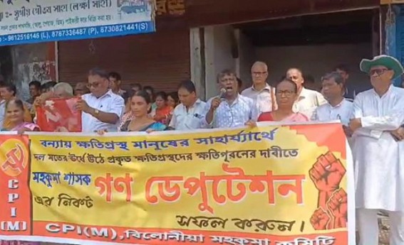 CPI-M Protested in Belonia alleging discrimination in Flood Compensation