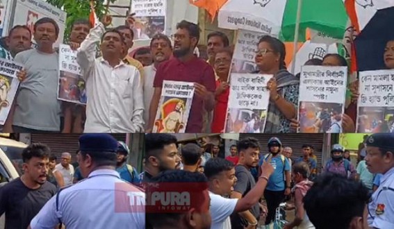 Congress protested against Traffic Police Harassment by Rowdy Youth ; said, ‘Police is also not safe from BJP’s Bike Gang’