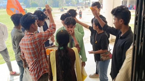 ABVP continues 'Good Luck' rituals for TBSE Board Exam candidates with flower and sandalwood pastes 