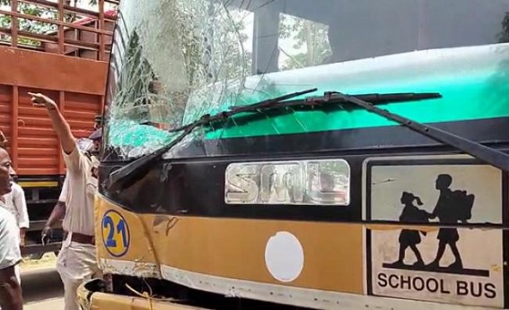 School Bus hit Small Truck ; Bus driver Arrested