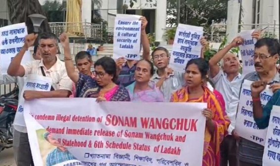 Protest in Tripura against Sonam Wangchuk's Arrest 